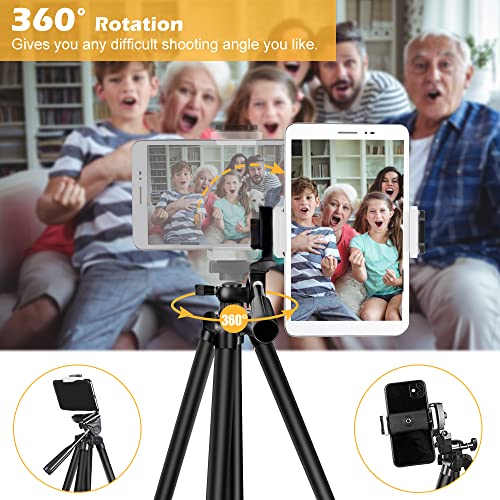 Aureday Phone Tripod, 50” Extendable Adjustable Smartphone & Tablet Tripod Stand wit - Canlaa