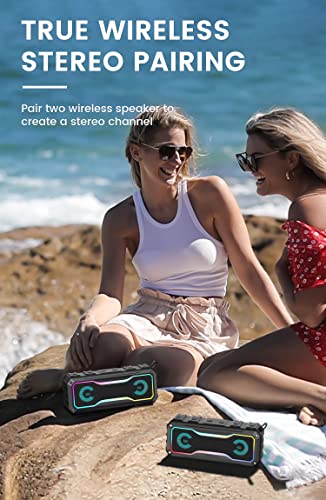 Twinkle Portable Bluetooth Speaker, Wireless Speaker with RGB LED Light, IPX7 Water - Canlaa