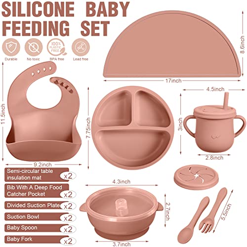 16 Pack Baby Feeding Supplies Set, Silicone Baby Led Weaning Suction Plates and Bowls - Canlaa