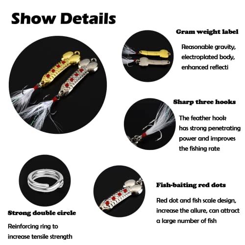 4PCS Fishing Lures Fishing Spoons,Special Shaped Hard Metal Sequin Fishing Jigs Baits,JoyFishing Spoof Gifts Wobble Feathers Fishing Hook for Freshwater Fishing Lovers - Canlaa