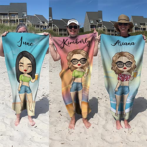 Pawfect House 60"x30" Chibi Lady Personalized Beach Towels for Adults Sand Free - Canlaa