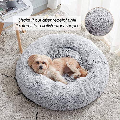 Calming Dog Bed & Cat Bed, Anti-Anxiety Donut Dog Cuddler Bed, Warming Cozy - Canlaa