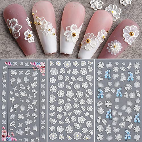 Flower Nail Art Sticker Decals 5D Hollow Exquisite Pattern Nail Art Supplies Self-Adhe - Canlaa