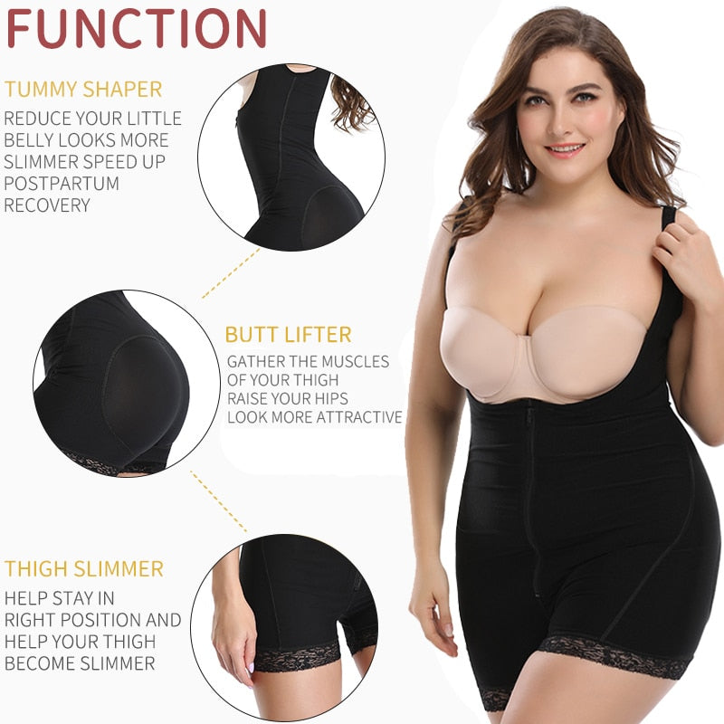 Girdles Woman Body Shaper Waist Trainer Thigh Slimmer Slimming Bodysuit Corset Butt Lifter Belly Band Plus Size Shapewear Briefs - Canlaa