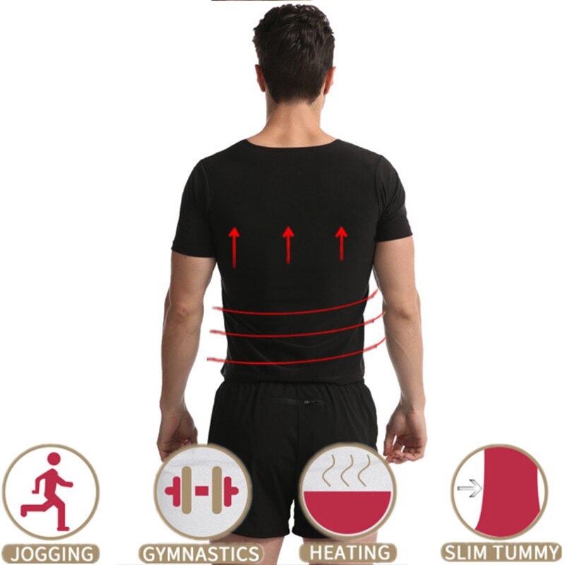 CXZD Men Workout Zipper Short sleeve Slimming Sweat Shapewear Hot selling Silver ion coating Fat Burn Thermo Shirt New Corset - Canlaa