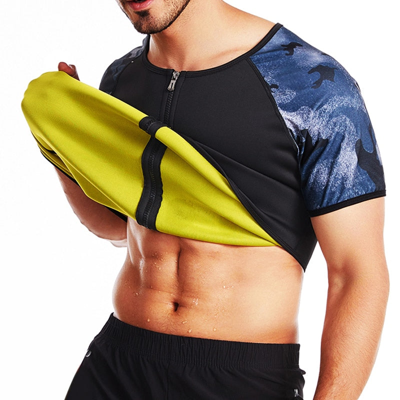 CXZD Men Sauna Suit Heat Trapping Shapewear Sweat Body Shaper Vest Slimmer Sauna suits Compression Thermal Top Fitness Shirt - Canlaa