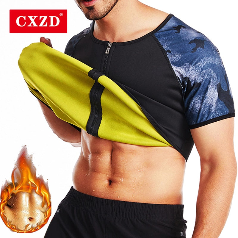 CXZD Men Sauna Suit Heat Trapping Shapewear Sweat Body Shaper Vest Slimmer Sauna suits Compression Thermal Top Fitness Shirt - Canlaa