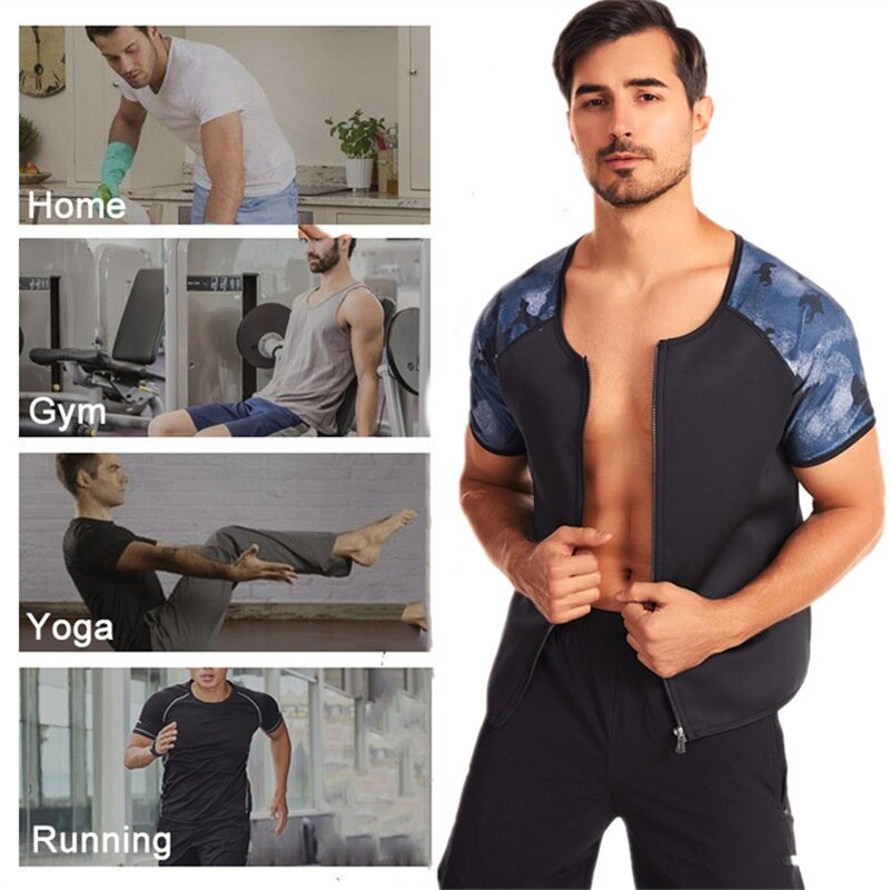 CXZD Men Sauna Suit Heat Trapping Shapewear Sweat Body Shaper Vest Slimmer Sauna suits Compression Thermal Top Fitness Shirt - Canlaa