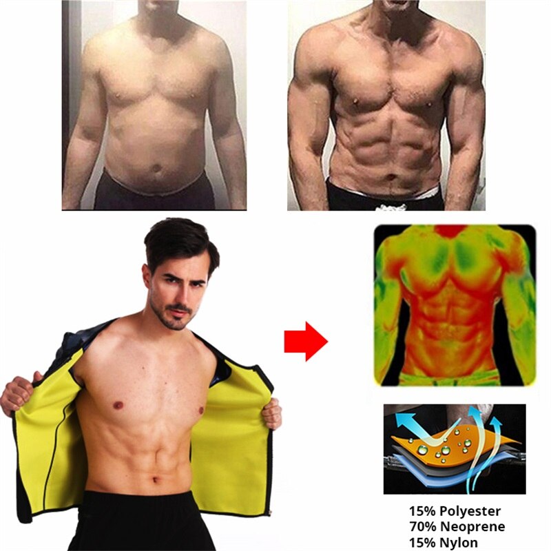 CXZD Men Sauna Suit Heat Trapping Shapewear Sweat Body Shaper Vest Slimmer Sauna suits Compression Thermal Top Fitness Shirt - Canlaa