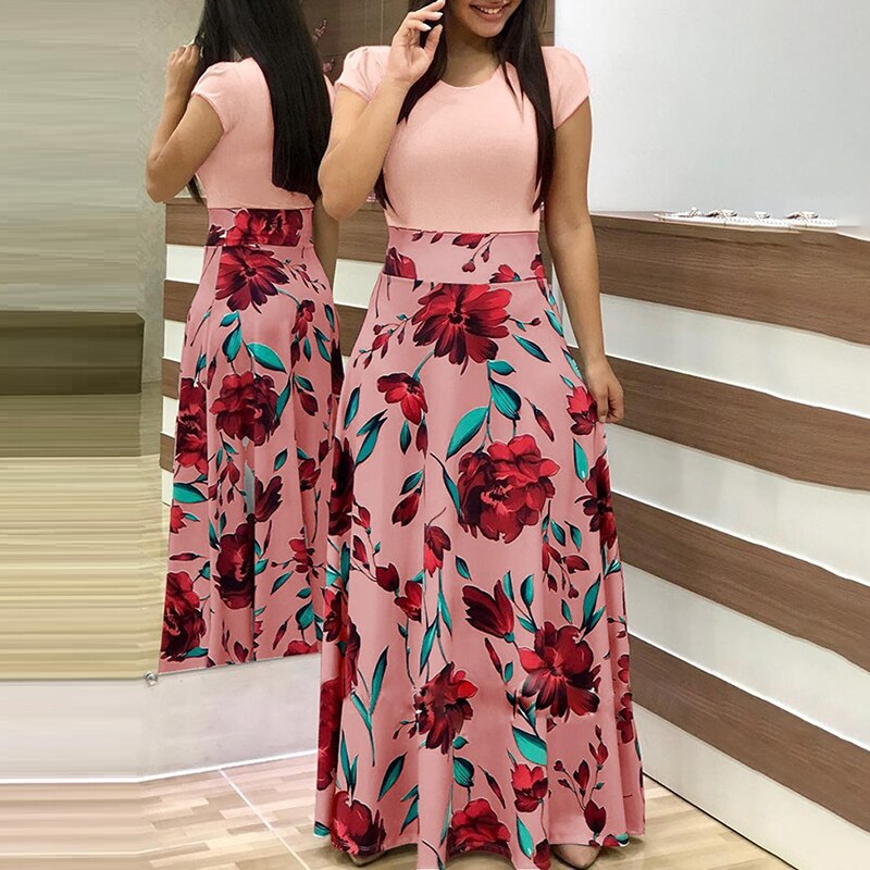 Bigsweety New Fashion Tunic Maxi Dress 2022 Summer Long Dress Floral Print Boho Beach Dress Women Party Dress Vestidos de festa - Canlaa