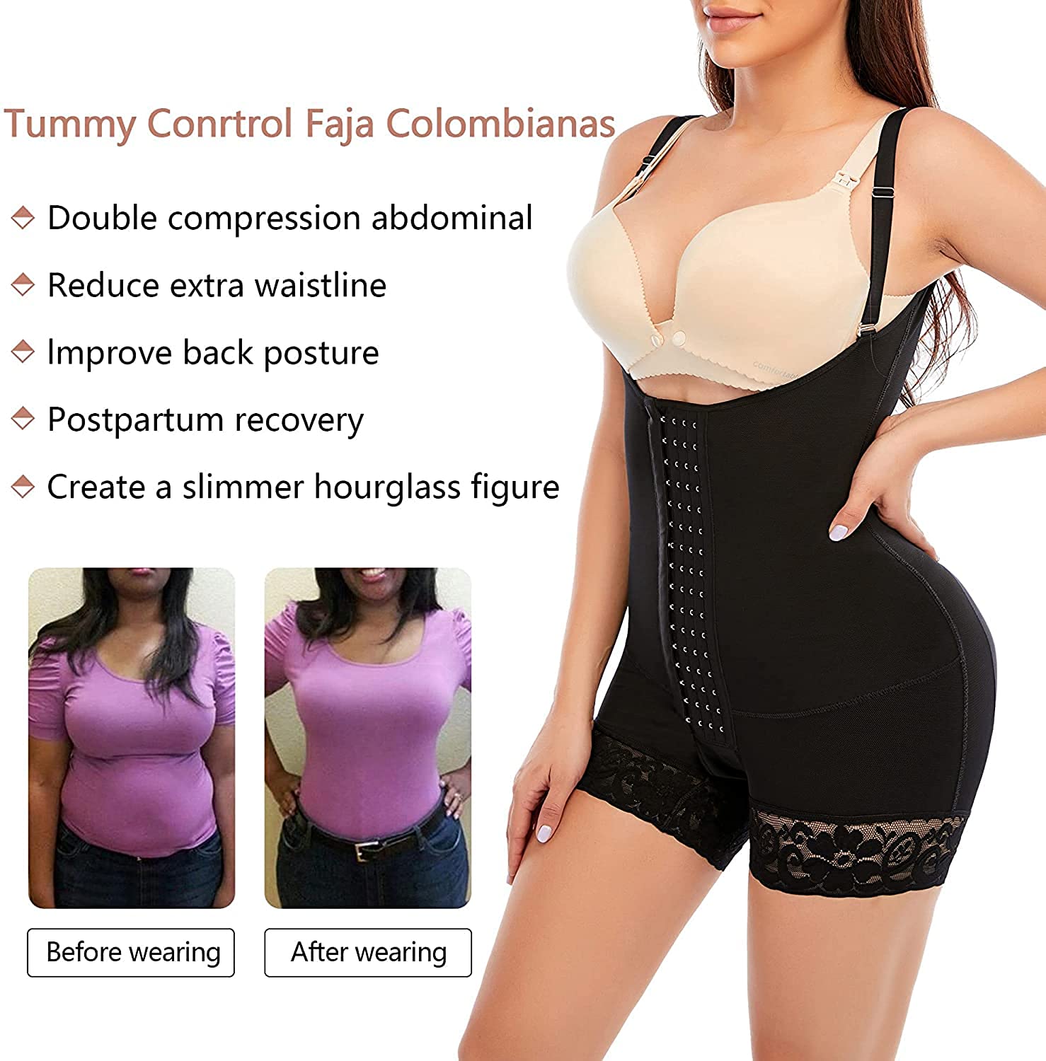 Women&#39;s Corset High Girdle For Daily And Post-Surgical Use Slimming Sheath Belly Compression Garment Tummy Full Shapewear Fajas - Canlaa